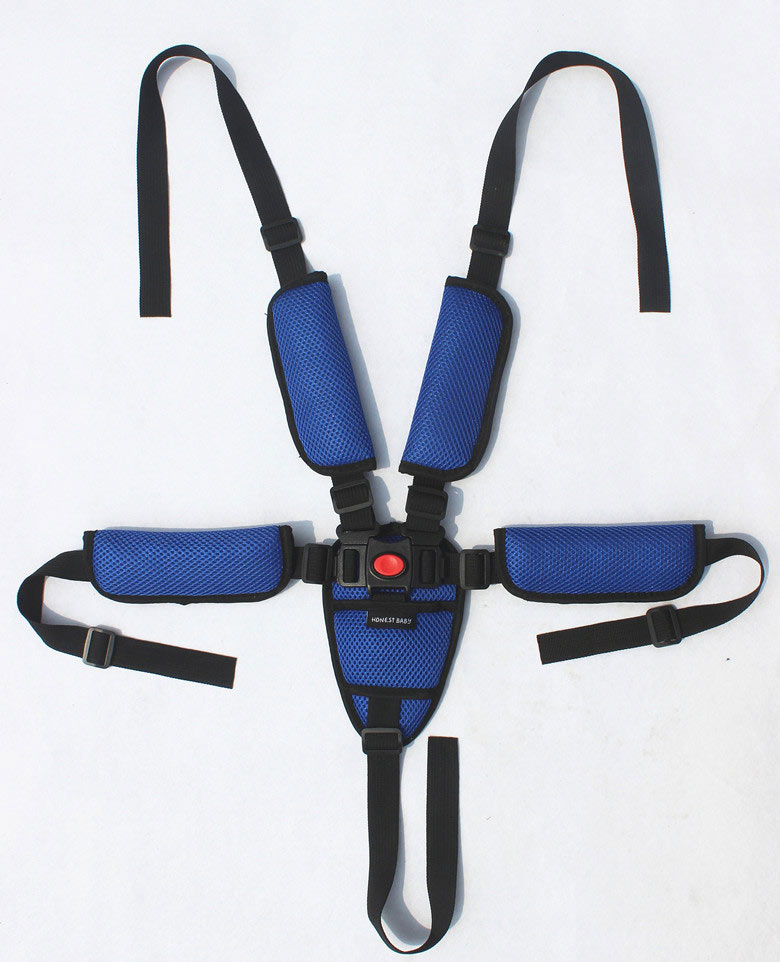 Blue Adjustable Five-Point Baby Seat Belt For Baby Stroller Pram Highchair