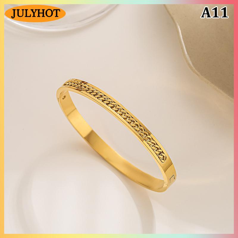 JULYHOT Fashion Simple Titanium Steel Gypsophila Bangle No Fading Light Luxury Temperament Full Diamond Bracelet For Women Jewelry ราคา 52 บาท*ส่งฟรี