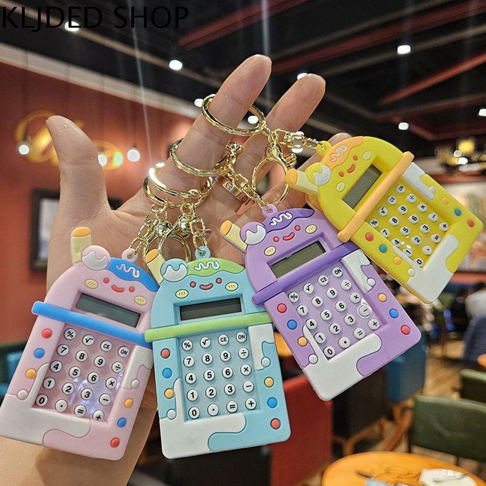 KLJDED Màn hình 8 chữ số Móc Khóa máy tính Trà Sữa Móc chìa khóa Máy tính bỏ túi Di động Dễ thương M