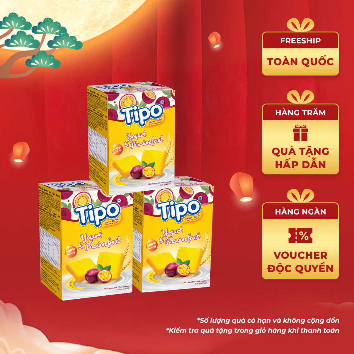 COMBO 3 hộp Bánh Trứng Sữa Chua Chanh Leo Tipo 120g