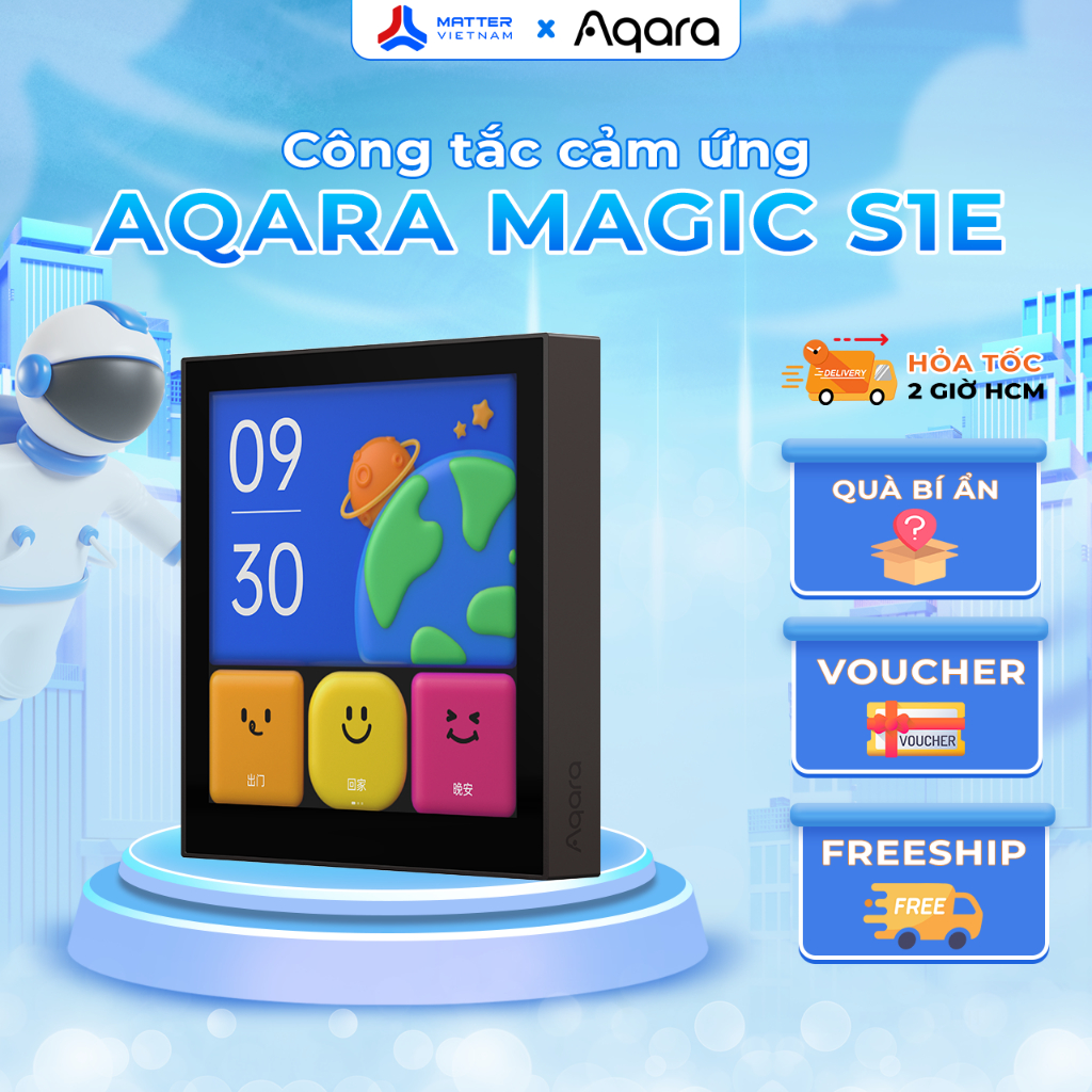 Aqara S1E Magic - Công tắc tích hợp màn hình cảm ứng, kết nối Wifi, 3 kênh vật lý - MS-K01D