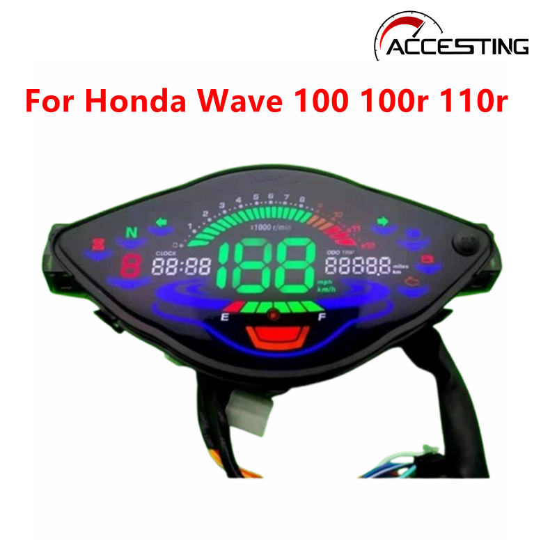 Full LCD Led Digital Speedo meterOdemeter Meter Tachometer Gauge Digital Meter For Honda Wave 100 100r 110r ราคา 797 บาท*ส่งฟรี