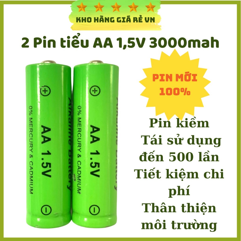 Combo 2 Viên Pin Sạc AA Và AAA 1.5V Dùng Cho Đèn Pin, Đèn Led, Máy Massage [ Kho Hàng Giá Rẻ VN ]