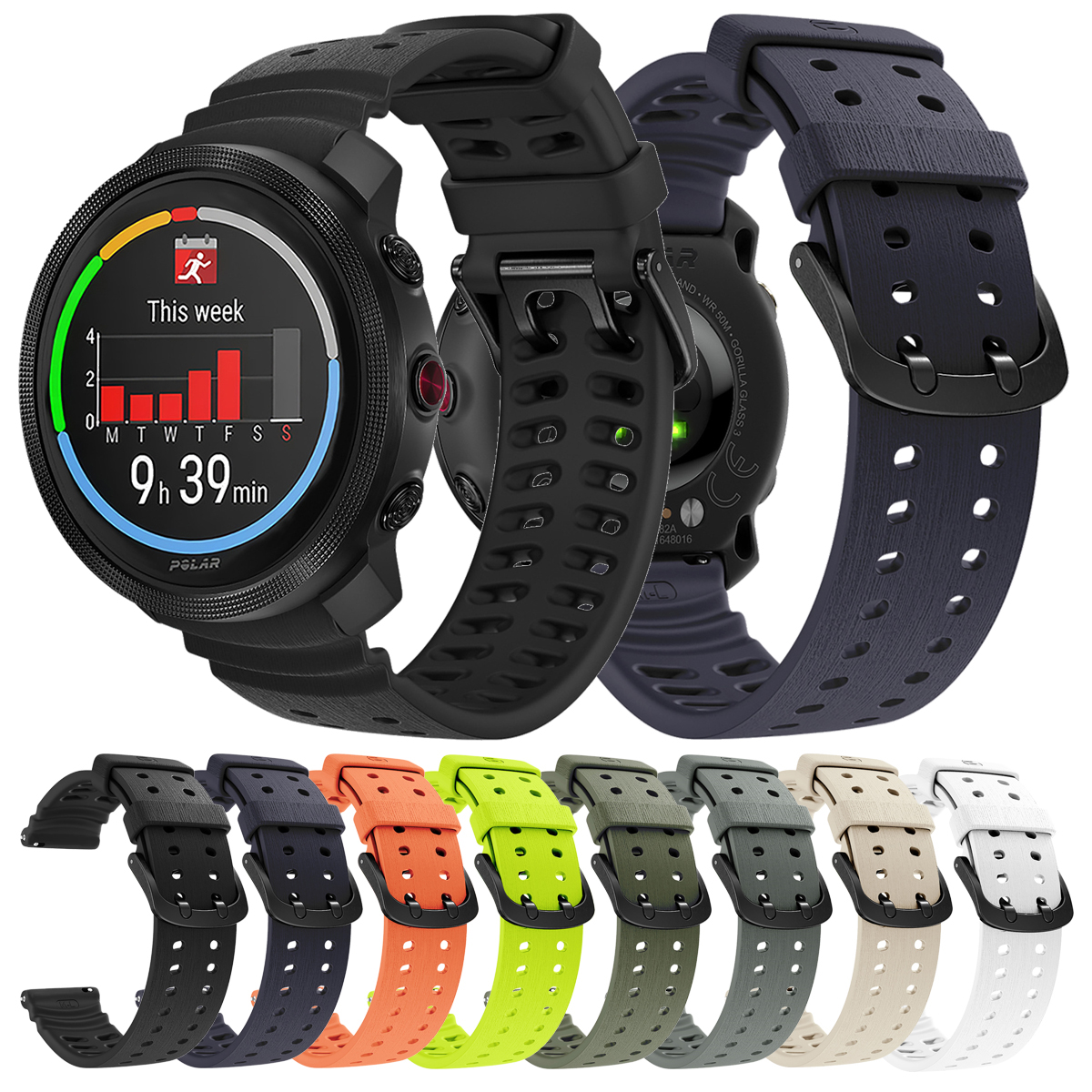 22mm Sport Wristband for Polar Vantage M3 Band Silicone Correa Bracelet for Polar Vantage M2 POLAR Grit X2 Pro Strap ราคา 167 บาท*ส่งฟรี