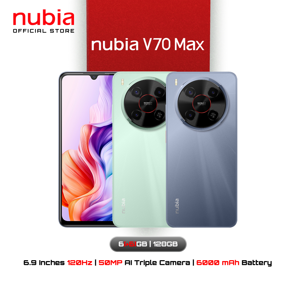 Nubia V70 Max 6+128GB (เพิ่มแรมสูงสุด12GB) - แบต6000mAh Fast Charge22.5W l 6.9“ 120Hz l กล้อง 50MP รับประกันศูนย์12เดือน ราคา 2,899 บาท*ส่งฟรี