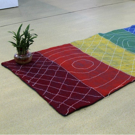 Handmade Colorful Felt Chakra Yoga Mat - Designing Felted Yoga Plain Mat