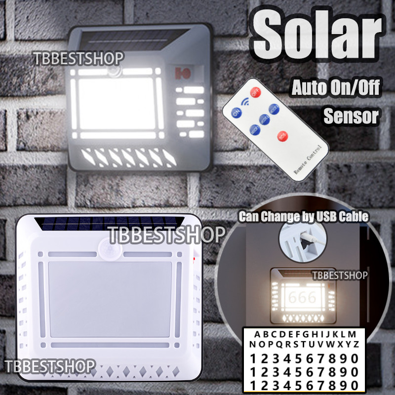 Solar Sensor light Waterproof USB and Solar led light Auto on/off House number Solar wall lamp with remote control