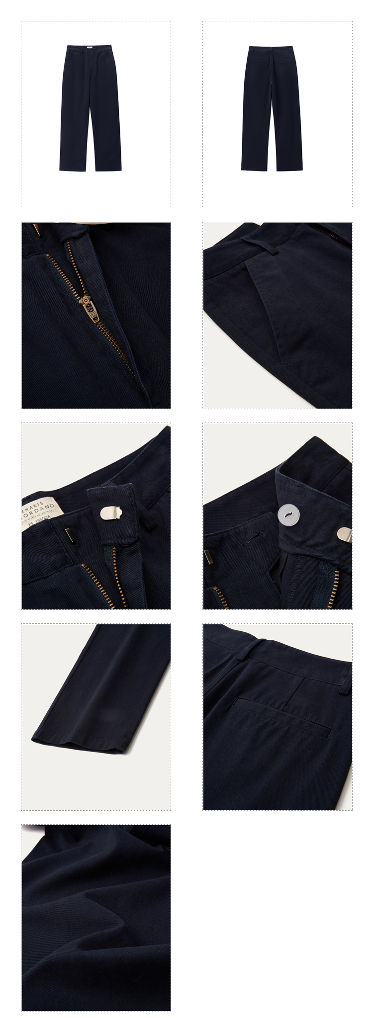 Giordano Women 100% Cotton hidden button straight pants Free Shipping 05414081 · v2