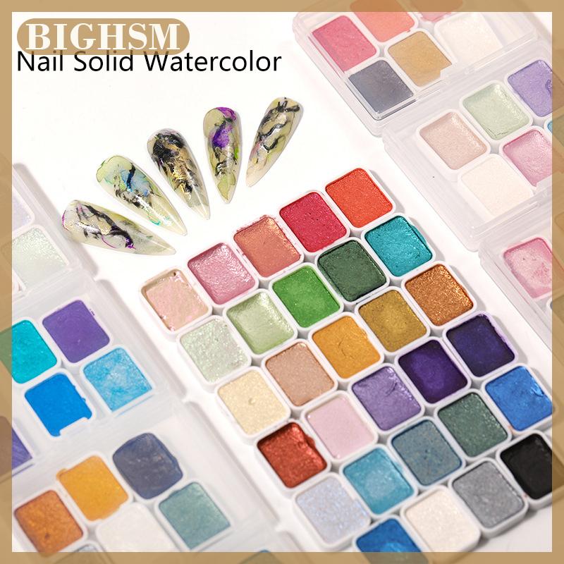 BIGHSM 6 màu sắc màu nước sơn thiết lập màu nước sơn thiết lập đầy màu sắc sơn màu nước Kit Nail rắn Pearlescent màu nước sơn