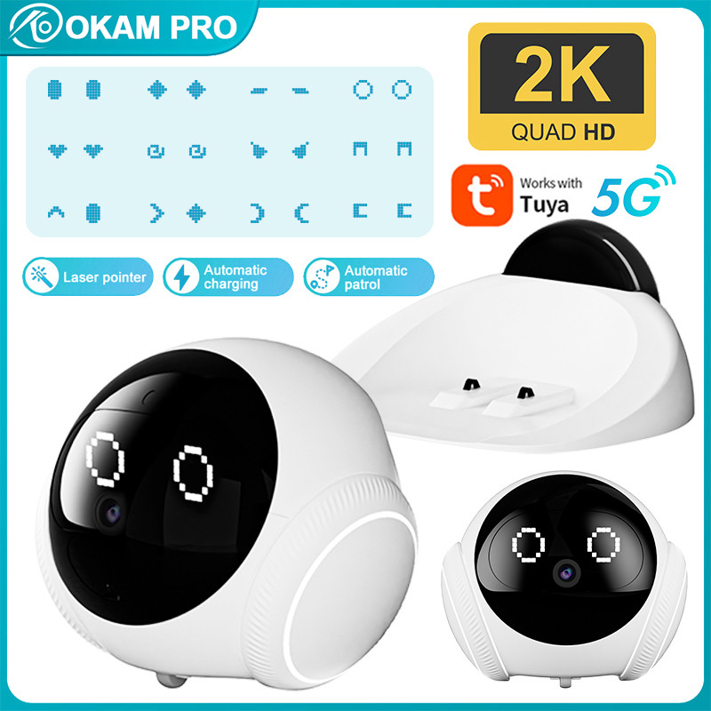 ***ของแท้100%-ของแถมมากมาย-ลด30%***OKAM Magic S1 หุ่นยนต์กล้อง HD 2K 5G WIFI กล้องสัตว์เลี้ยงระยะไกลมือถือ Expression Interactive สัตว์เลี้ยง Health Detection Ai สมาร์ทกล้อง mini EBOrobot TUYA APP ราคา 4,514 บาท*ส่งฟรี