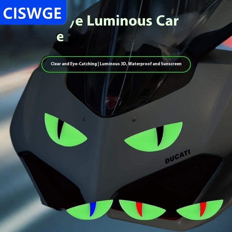 [COD] CISWGE AUTOPARTS Sáng 3D Quỷ Mắt Mèo mắt Thiết kế xe máy Sticker Glowing Đèn pha decal cho xe tay ga trang trí Giá 17,473 Đồng*Miễn phí vận chuyển