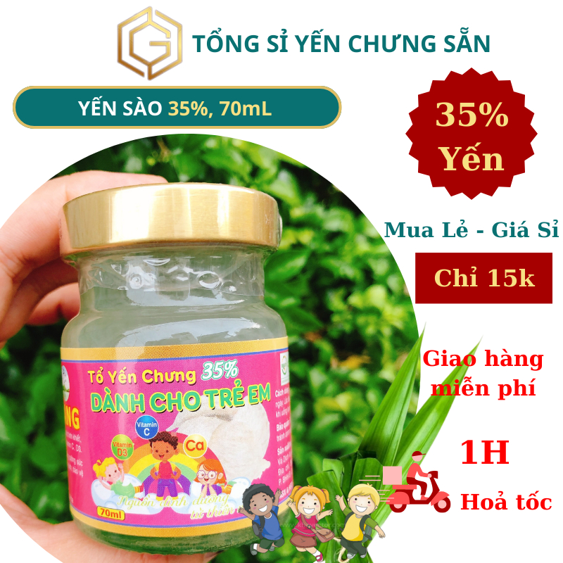 Yến chưng trẻ em Nha Trang 35% yến không chất bảo quản yến đặc thơm ngon bổ sung vitamin C D3 Canxi Lysine.