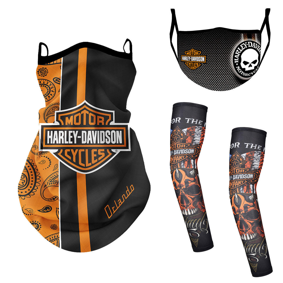 3 cái lái mô-tô mặt khăn Harley-Davidson thể thao ngoài trời thời trang chống bụi mặt nạ Bao cánh tay mùa hè lụa băng Bộ
