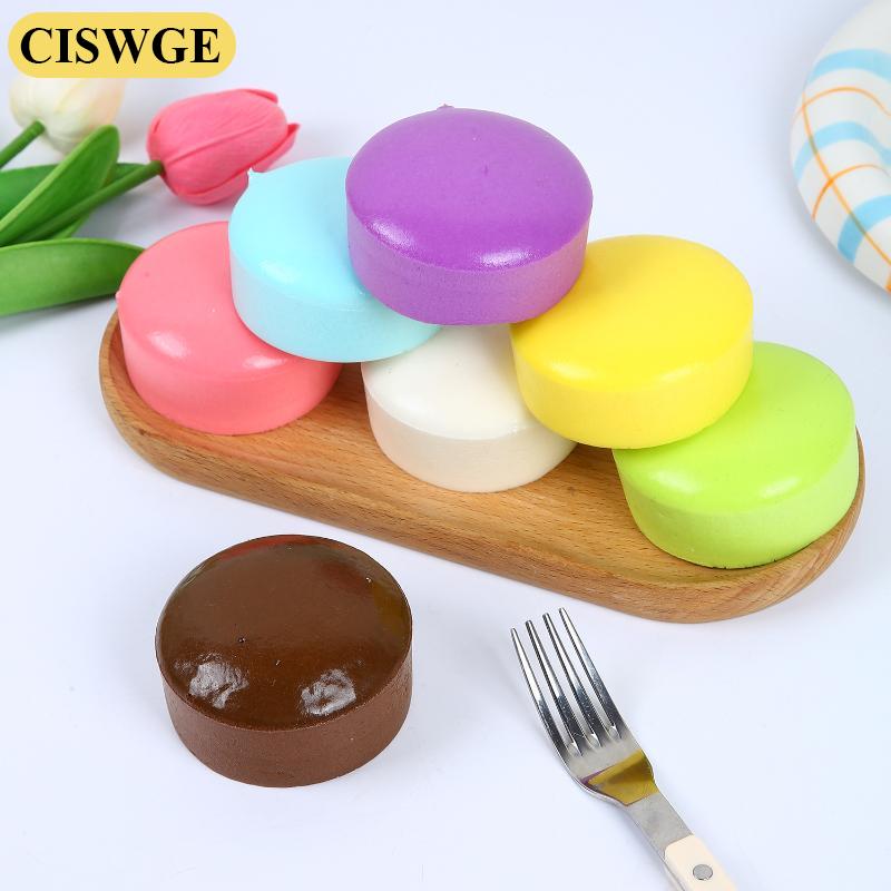 CISWGE 1ชิ้นของเล่นเค้กทรงกลมรูปทรงพุดดิ้งสีสันสดใสของเล่นบรรเทาความเครียดบีบได้ช้าของเล่นสำหรับเด็กตกแต่งปาร์ตี้ของขวัญ ราคา 18 บาท*ส่งฟรี