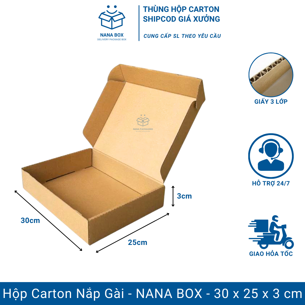 Combo 20 Hộp Giấy Carton Nắp Gài Đóng Gói Hàng Hóa | Hộp Carton Lớn Nhỏ Đựng Sản Phẩm Linh Kiện Mỹ Phẩm Phụ Kiện Thời Trang Sách Quà Tặng Pizza