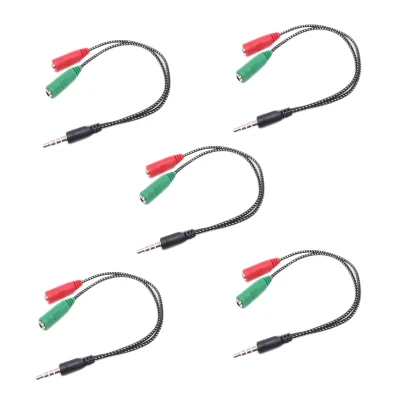 5PCS 3.5mm Stereo Audio Splitter Cable Male to 2 Female Headphone Microphone Y Splitter Cable Adapter for Earphone