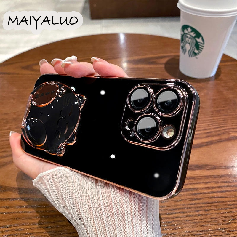 Ốp điện thoại Iphone 12 Iphone 12 PRO iPhone 12 PRO iPhone 12 Pro Max giá đỡ 3D mạ kẽm mềm hình mèo. Điện thoại 12 PRO iPhone 12 Pro Max.