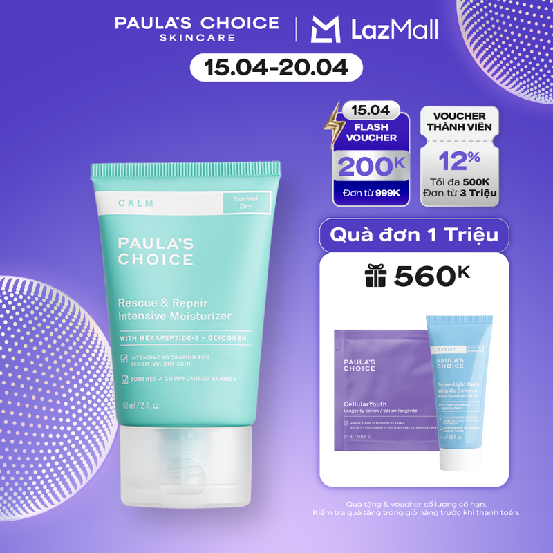 Kem dưỡng ẩm phục hồi cho da khô nhạy cảm Paula's Choice Calm Rescue  Repair Intensive Moisturizer 60ml 9250