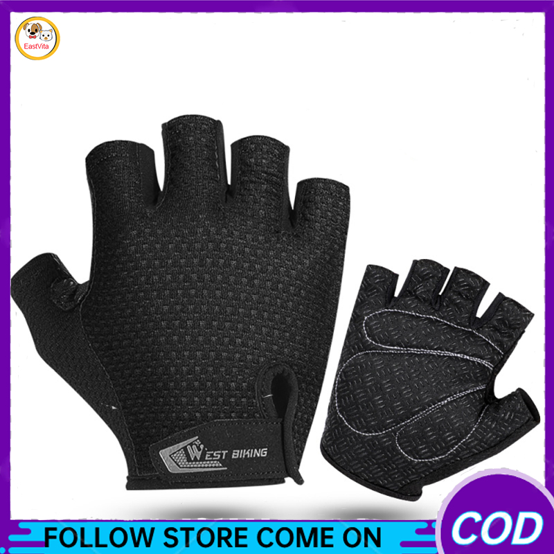 Găng tay đạp xe ngoài trời chống sốc thoáng khí Non-Slip chạy Găng tay nửa ngón tập gym Găng tay thể thao