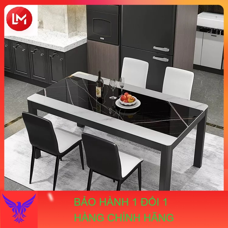 Bộ bàn ăn cao cấp mặt kính tặng kèm 4 ghế da - bàn ăn nhập khẩu kích thước 1m2 x 70cm