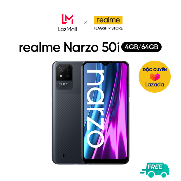 Điện thoại Realme Narzo 50i (4GB/64GB) l Màn hình IPS LCD 6.5 inches l Camera 8MP AI + Quay video 1080 l Pin 5000mAH l 2 khe sim + 1 Micro SD l 4G