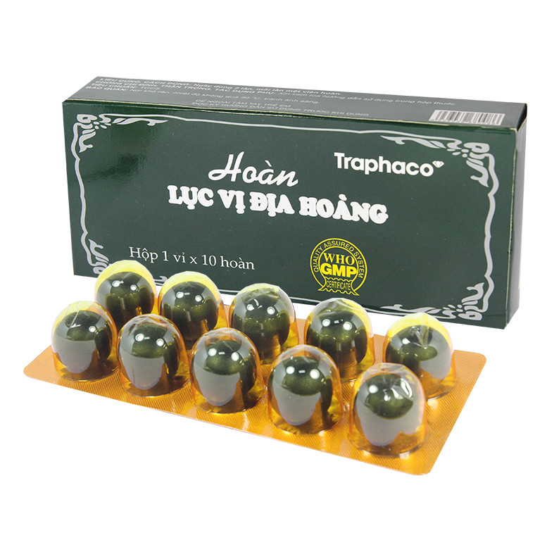 Hoàn lục vị địa hoàng hộp 10 viên - Traphaco giúp tư âm bổ thận hiệu quả hàng chính hãng