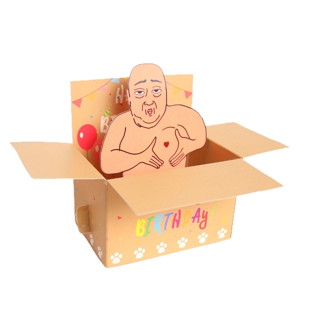 Humorous Character 3D Birthday Greeting Card Novelty Funny Happy Birthday Card Creative Paper Invitation Card For Travel Family Gatherings Friends