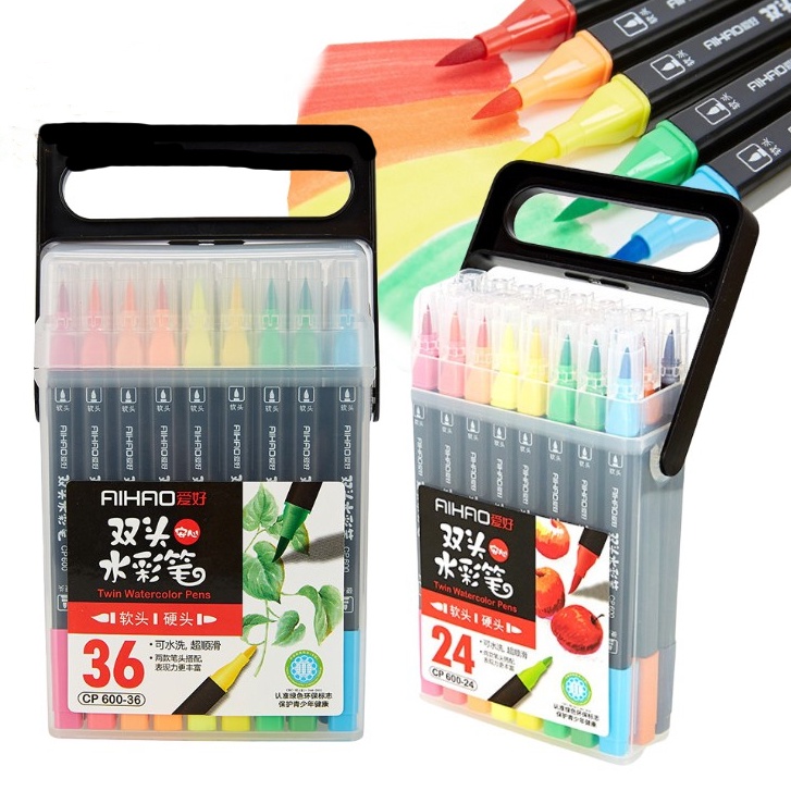 24/36/PCS Dual Head Calligraphy Pen Set Marker Coloring Brush Watercolor Drawing Art Supplies