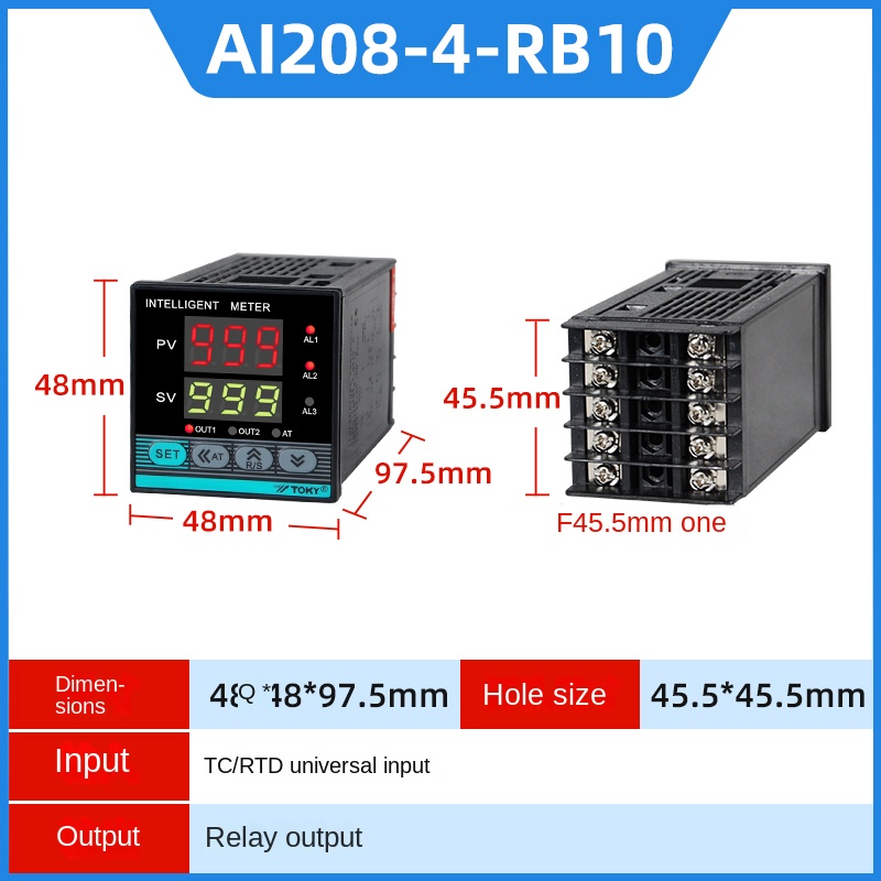 Bộ Điều Khiển Nhiệt Độ AI208X - AI208-4-RB10 Thay Thế cho AI208-4-RB10/AI208-7-RB10/AI208-6-RB10/SB10 - TOKY | Dòng AI208 Series Đã Ngừng Sản Xuất