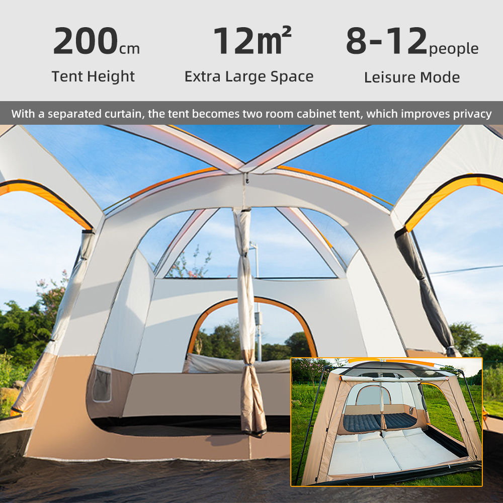 Tienda de campaña portátil impermeable LIXADA de 4 a 6 cabinas con 2 tiendas de campaña de pícnic portátiles para 8 a 12 personas, cabina de 5 a 8 personas, habitaciones Huiop, Buzhi Dieri
