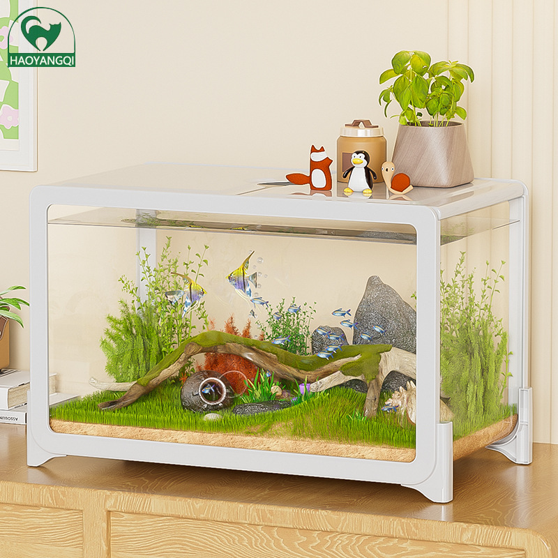  HAOYANGQI chậu nuôi cá bể cá để bàn đẹp hồ cá mini bể cá mi ni Máy tính để bàn bể cá bể nuôi rùa vàng bể cá nhỏ sáng tạo Bể cá cảnh sinh thái bể cá 