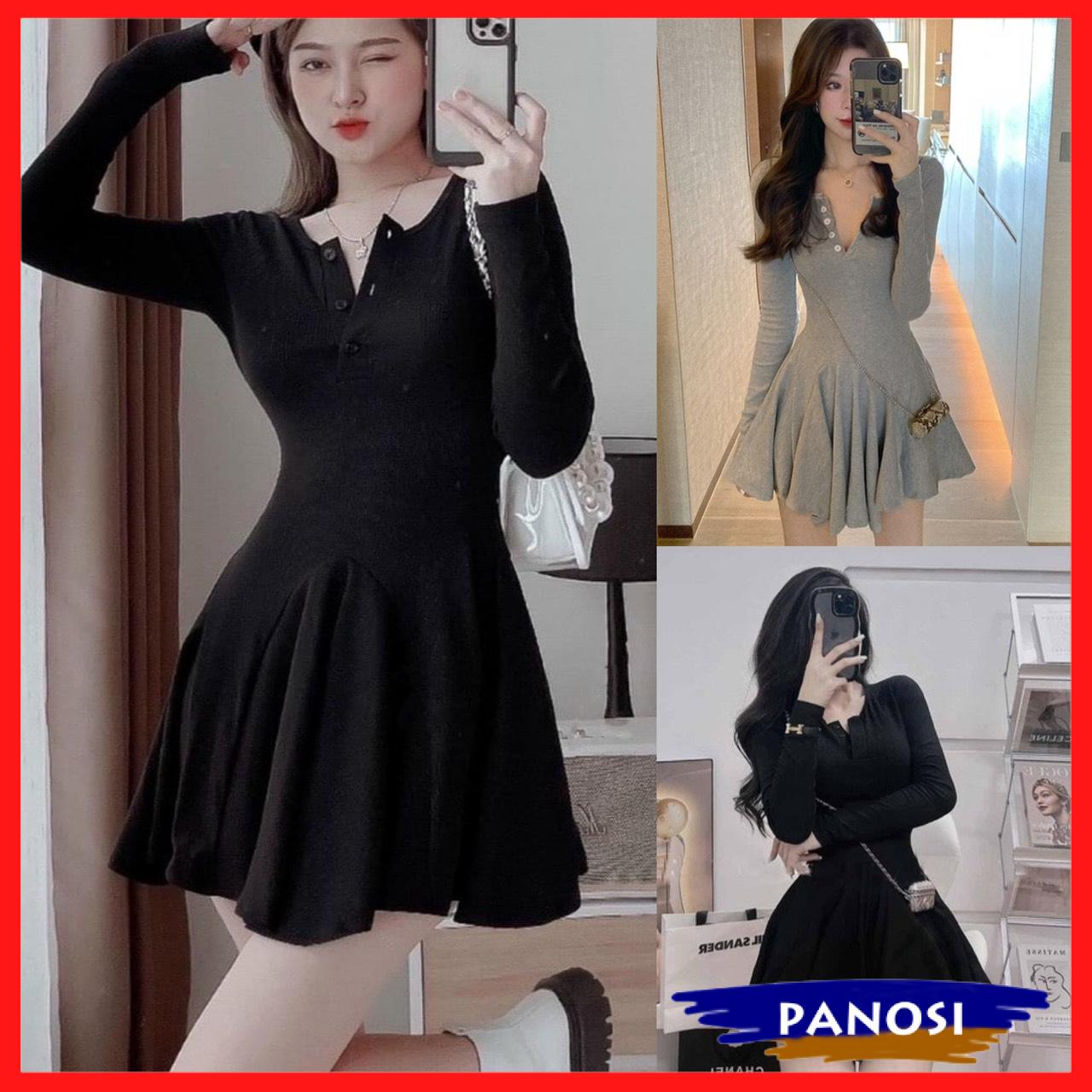 Váy nữ xòe đầm nữ dáng xòe ôm chất liệu thun tăm co giãn PANOSI - V86