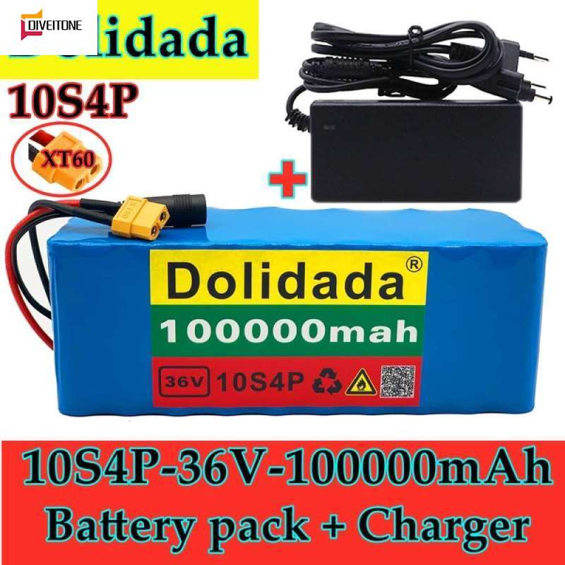 ใหม่ 2022 36V 10S4P XT60connector แบตเตอรี่ pack 1000W แบตเตอรี่ 42V 100000mAh EBike ไฟฟ้าจักรยาน BMS + 54.6V2A Charger ราคา 2,410 บาท*ส่งฟรี