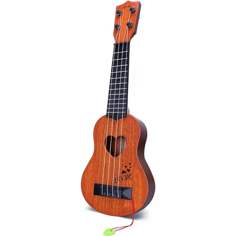 Đồ chơi nhạc cụ trẻ em Đồ chơi cổ điển Ukulele Guitar nhạc cụ, Nâu