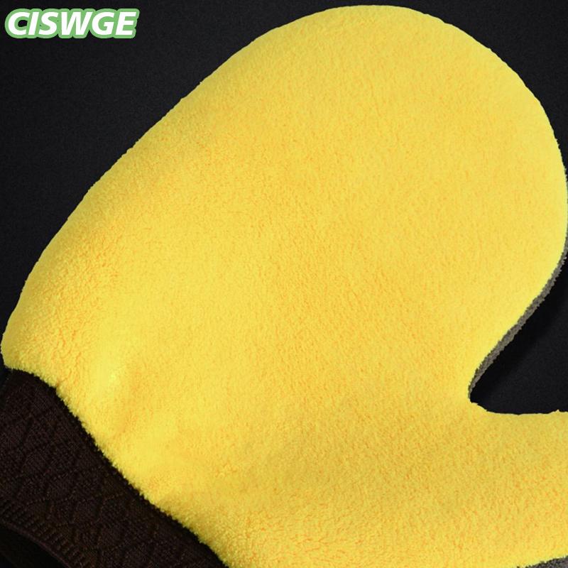 [CISWGE Auto] Hai mặt san hô nhung gấu rửa xe găng tay Paw xe không thấm nước bàn chải xe sang trọng gấu làm sạch Găng tay xe làm sạch công cụ