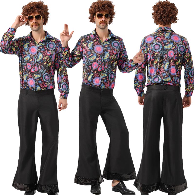 retro dress male Suitmeister Men's Disco Costume - Perfect for Disco Parties - 70s Outfit - Including Blazer, Pants and Tie Disco Vintage Dress For Male