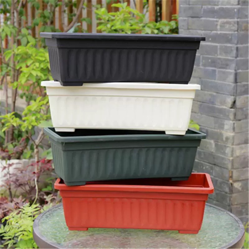 Spring Home กระถางปลูกผักปลูกต้นไม้ กระถางพลาสติก กระปลูกผักปลูกดอกไม้ พร้อมถาด กระถางรางยาว พลาสติกทนแดด ดอกไม้ ราคา 36 บาท*ส่งฟรี