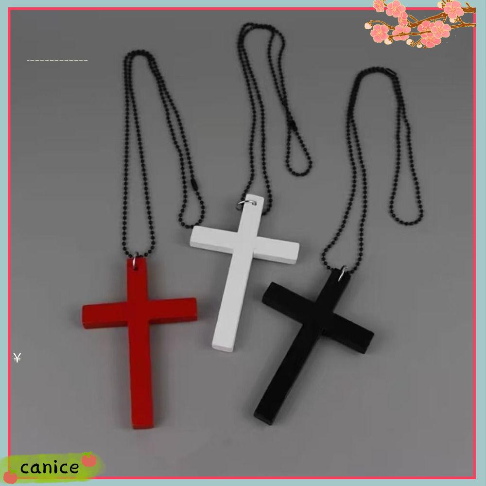 ASO5S Punk Gothic Vòng cổ  dây chuyền chữ thập bằng gỗ Y2K Đen Dây chuyền Áo len  Vòng cổ hip hop Phụ nữ