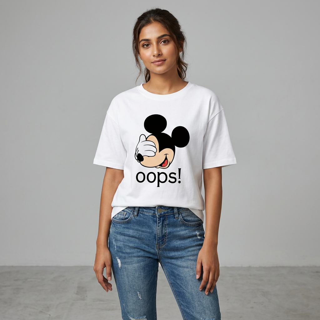 T Shirt for Women n Girls MICKEY MOUSE New Printed Summer collection in stylish round neck half sleeves T shirt
