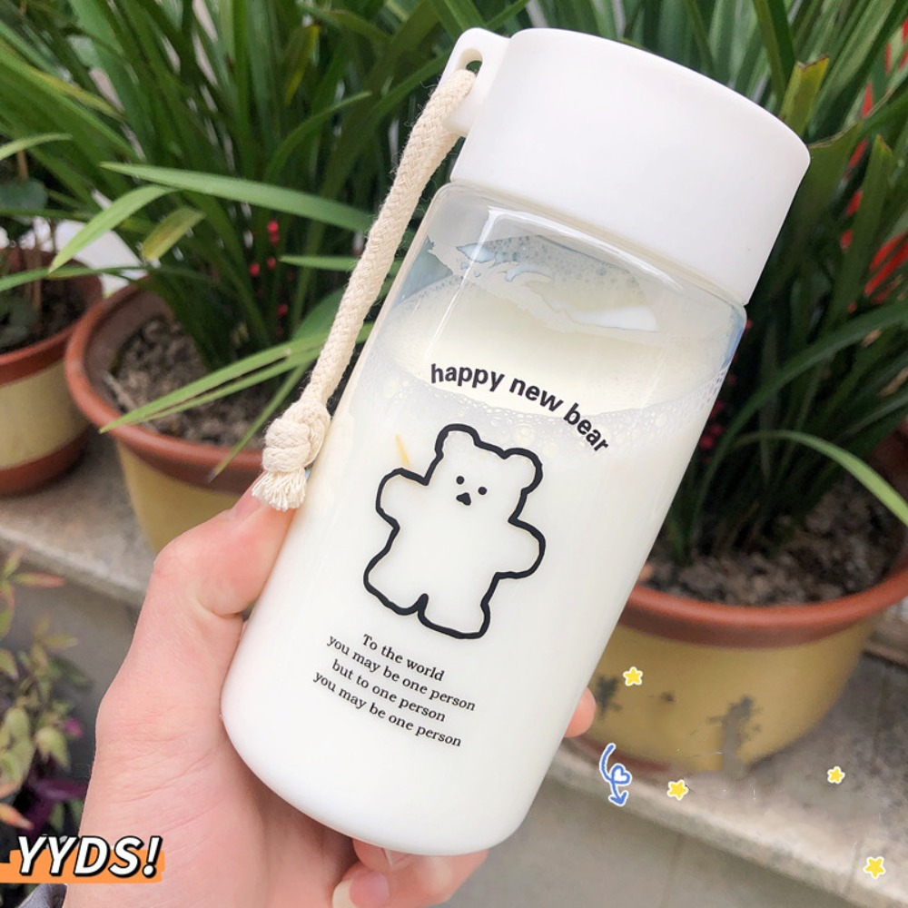 LALAIKE 500ml Chai nước Chú gấu nhỏ Hoa Cúc Cốc uống nước Dễ thương Trong suốt Cốc trà thể thao Học sinh nam nữ - 6