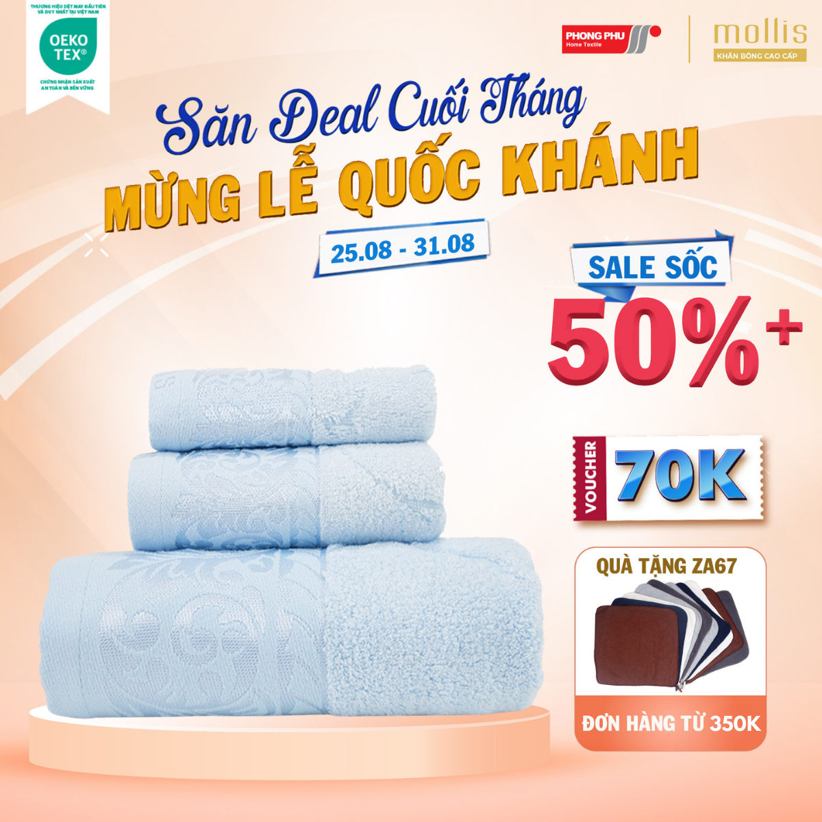 Khăn Mặt Mollis Modal 34x80cm Khăn Cao Cấp Sợi Gỗ Sồi Bề Mặt Bóng Mịn Thoáng Mát Thấm Hút Không Ra Màu Xù Đồ Lông FMR5