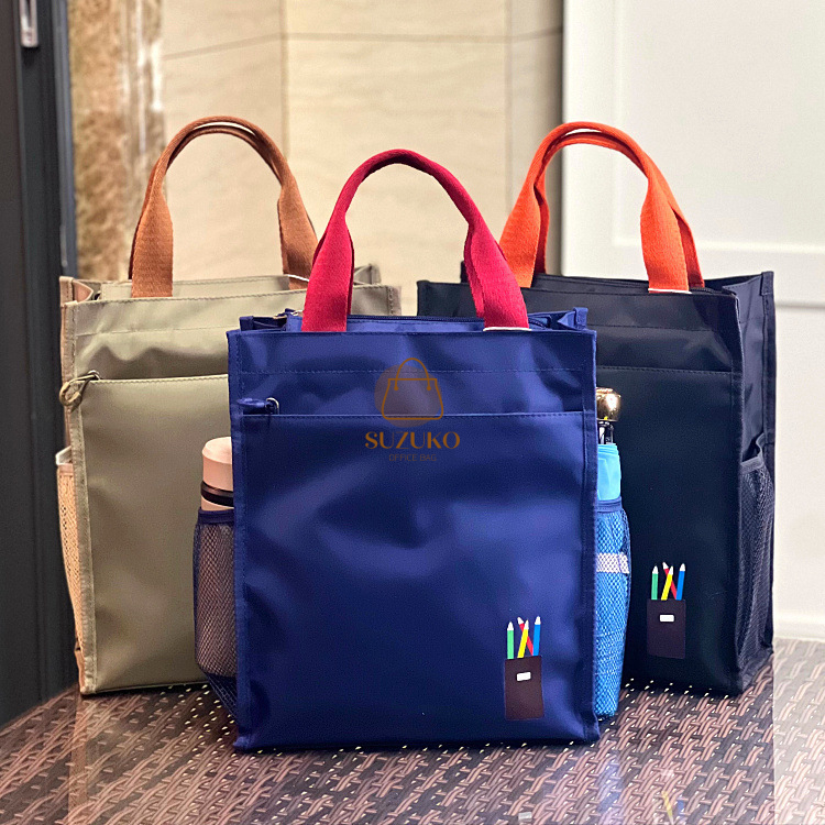 Túi vải đựng đồ văn phòng BASIC, Túi đựng hộp cơm, đồ makeup, bình nước tài liệu sách size A4 đi học TC34