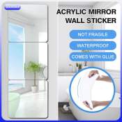 Acrylic Mirror Wall Sticker Self-adhesive Stickers Square Full Body Fitting Mirror /Mirror Sticker Wall Glass/ Mirror Whole Body Wall Living Room Bathroom Home Decore Goodsale