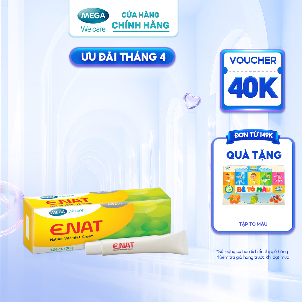 Kem dưỡng ẩm, mờ nếp nhăn - Vitamin E, Jojoba, Vitamin A - ENAT NATURAL VITAMIN E Mega We Care (Tuýp 30g)