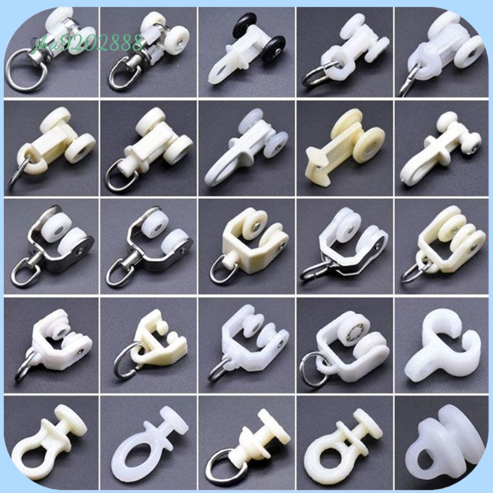 JHA9202888 10Pcs Thanh trượt vòng móc rèm cửa Thanh ray bánh xe rèm Con lăn đường cong thẳng Đồ khí nội thất Phụ kiện rèm cửa Bền Treo Ròng rọc thanh rèm