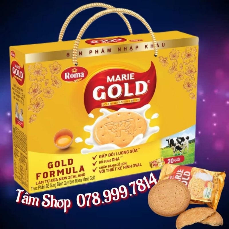 HỘP QUAI XÁCH BÁNH QUY SỮA ROMA MARIE GOLD (HỘP 440G) - NHẬP KHẨU INDONESIA