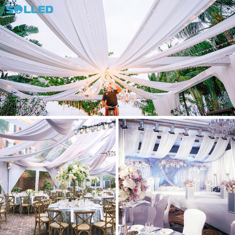 Voan Trần màn 6 tấm 5ftx10ft/5ftx20ft dài vaulted xếp nếp vải DIY đám cưới Xếp Nếp Swag rèm cửa