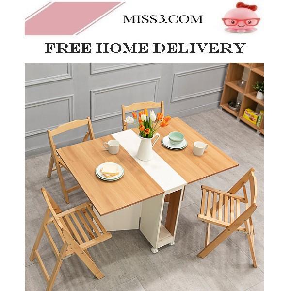 Foldable Dining Table With chairs/stools (140cm)