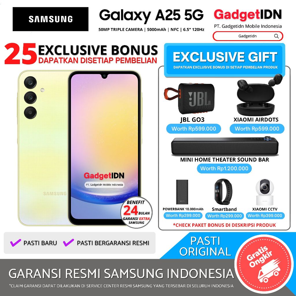 SAMSUNG Galaxy A25 5G 8/256GB 8/128GB Garansi Resmi Samsung Harga 4,399,000 rupiah*Gratis Ongkir