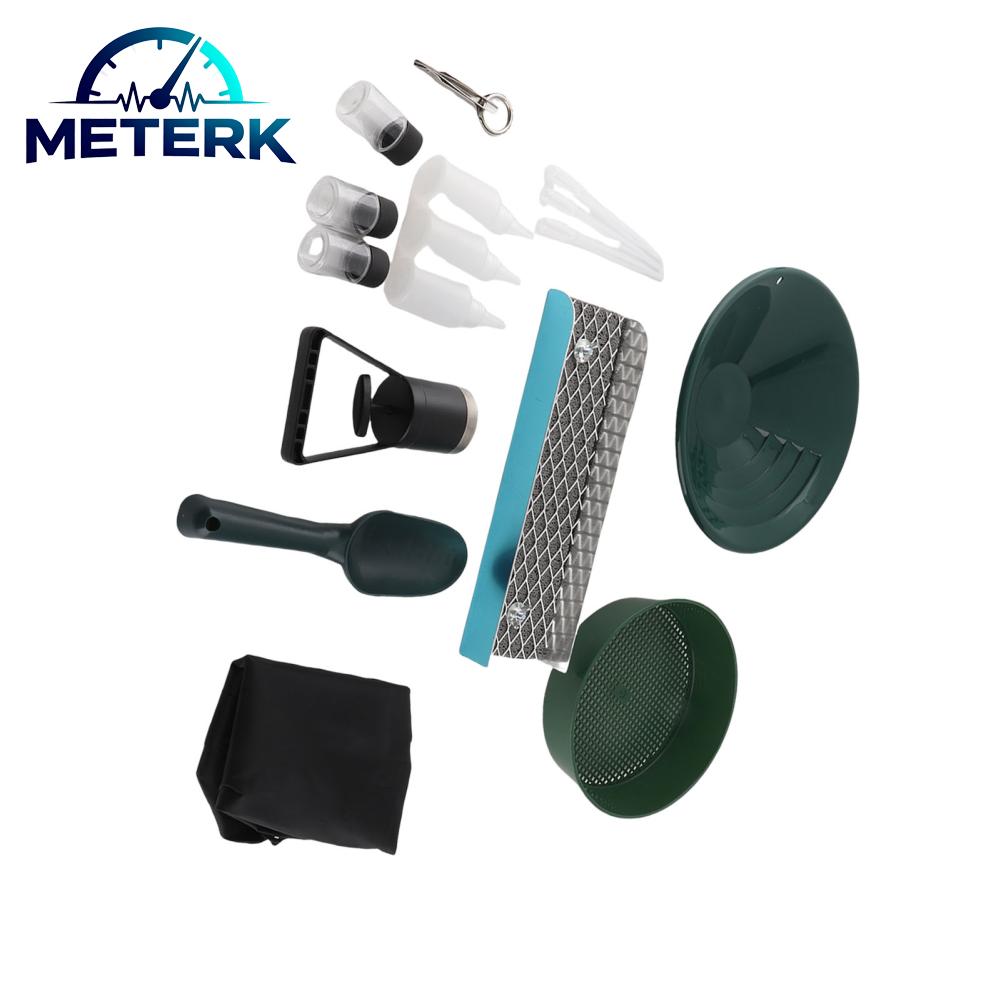 Meterk 12 นิ้ว Gold Panning Trough อลูมิเนียมแบบพกพา Sluice กล่อง Prospecting Pan และตะแกรงชุดกระเป๋าเป้สะพายหลัง Drawstring ราคา 2,089 บาท*ส่งฟรี